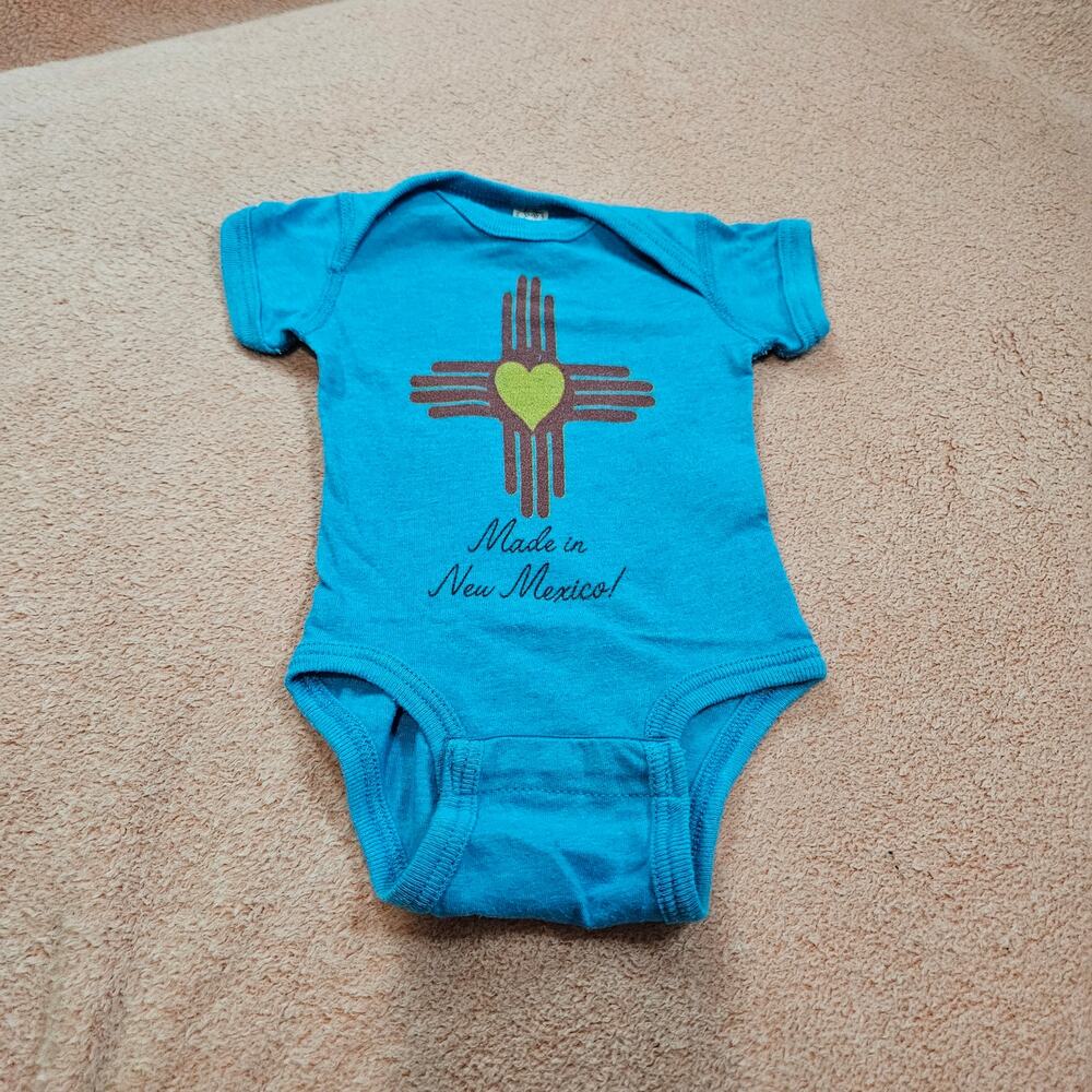 Rabbit Skins Made in New Mexico Newborn Blue Cotton Onesie